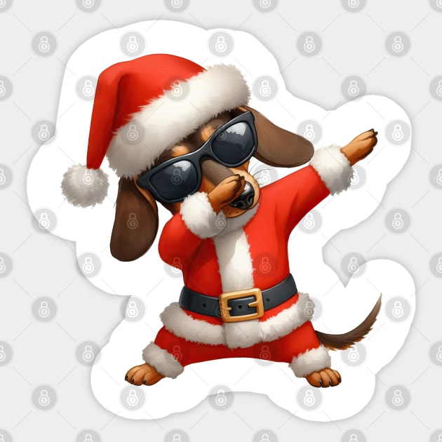 Christmas Dachshund Dog Dabbing Dance Sticker by Chromatic Fusion Studio